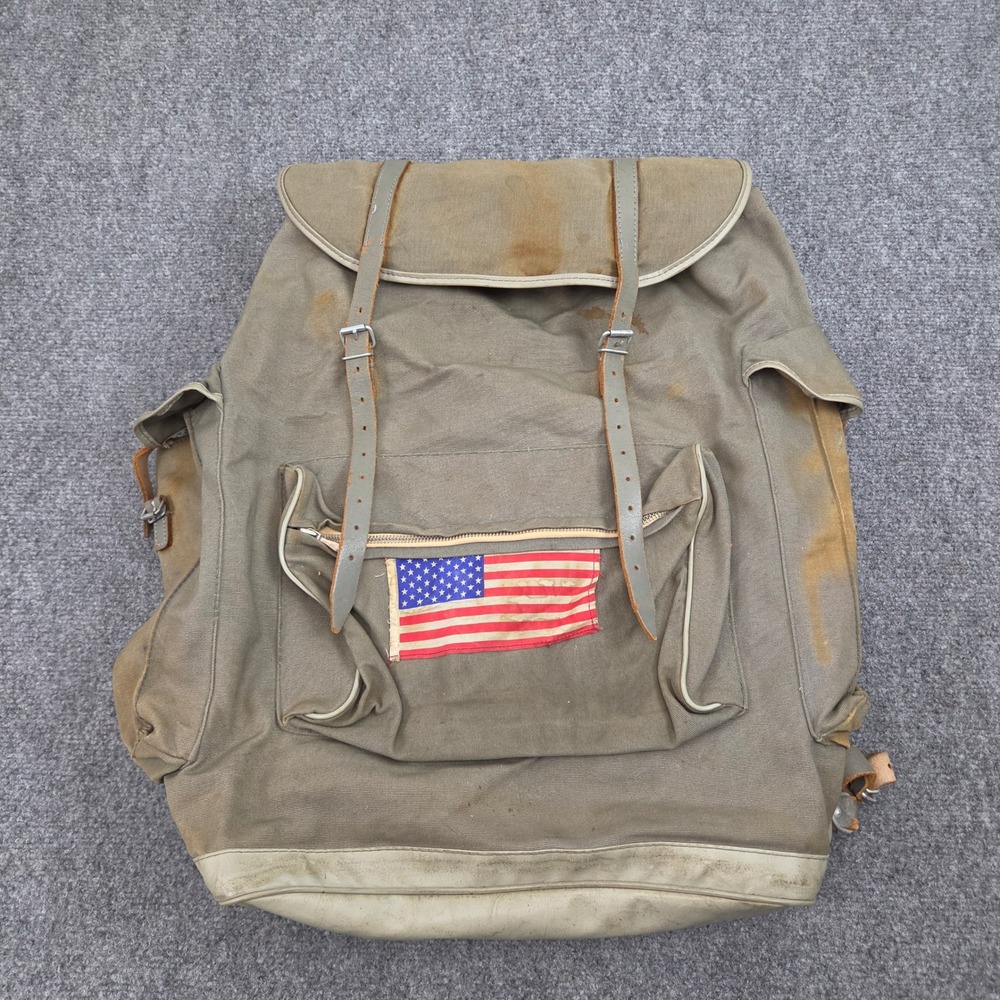 Vintage Kurz Mod 2 Canvas Rucksack West Germany Green USA Flag Military 50s 60s